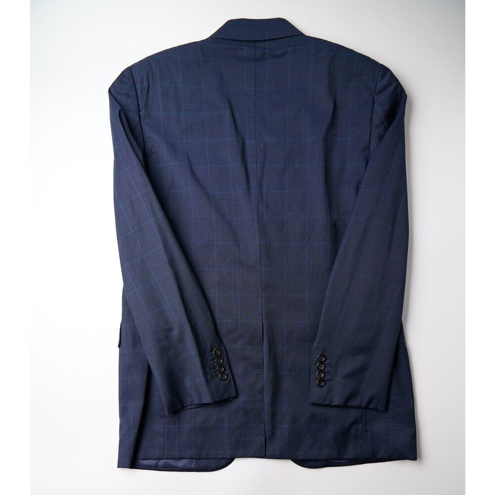 Canali Men’s Sport Coat 40R Navy Check Wool Cupro 2-Button Blazer Hole on Sleeve - Picture 10 of 11